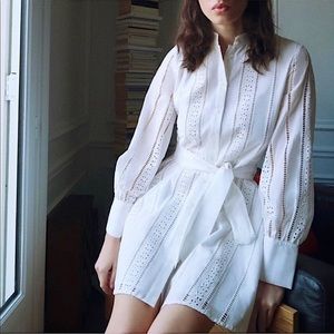 ZARA embroidered shirt mini dress